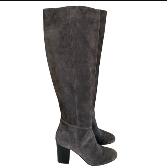 Sam Edelman Caprise Gray Suede Pull On Heeled Knee High Boots Size 8.5M - Picture 4 of 13